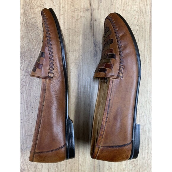 Stacy Adams Men Leather Slip-On Loafers Multi-Colored Brown Basketweave Vamp 12M main image 8